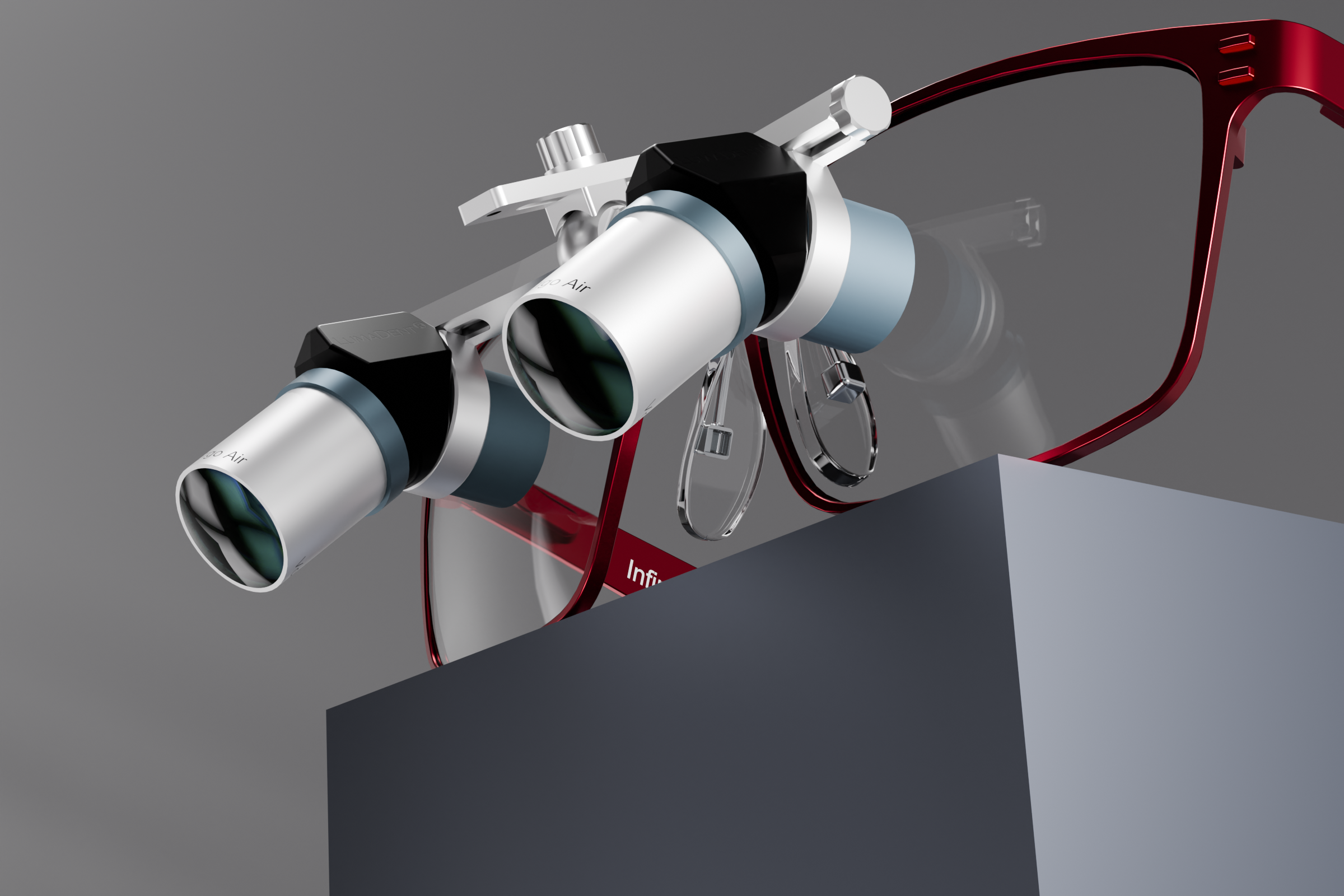 Lumaent ErgoAir Loupes Edge to Edge Clarity; Red Frames.