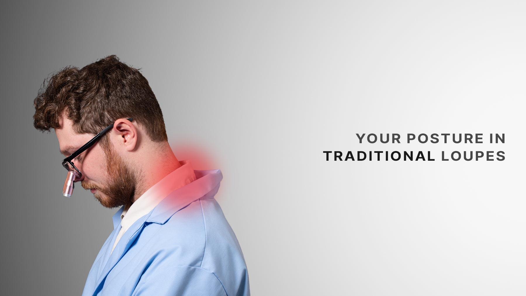 Traditional Loupes, bending posture.
