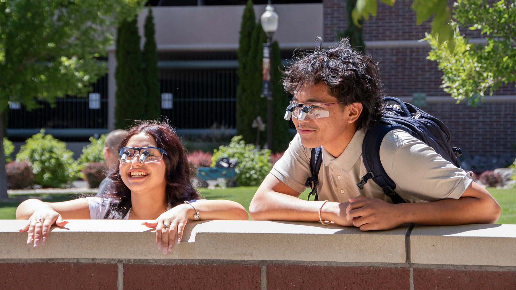 Student wearing lumadent Ergo technology Loupes